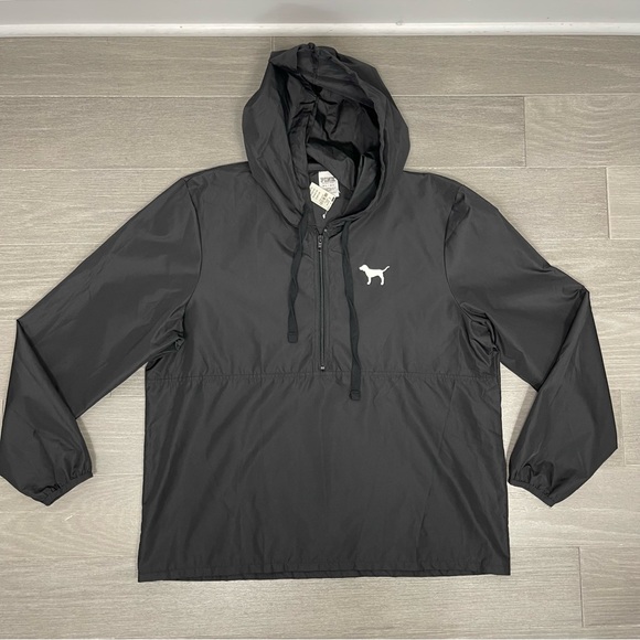Pink Victoria's Secret Anorak Raincoat Pullover Windbreaker Rain Jacket Hoodie L - Picture 9 of 10